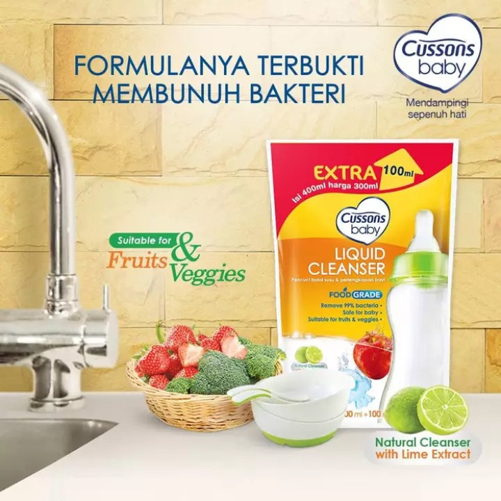 Sabun Cuci Botol Bayi Cussons LIQUID CLEANSER 300 ml + 100 ml CUSSON BABY Pelengkapan Bayi cuson