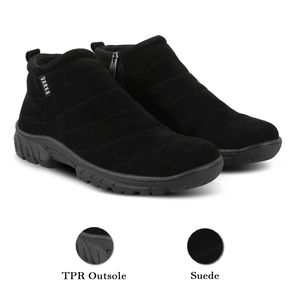 Sepatu Sneakers Tinggi Pria V 6461 Brand Varka Sepatu Kets Boots Kuliah Kerja Jalan Jalan Trendi Berkualitas Warna Hitam