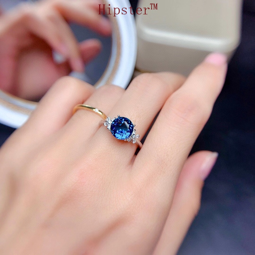 New Fashion Natural Sapphire Pendant Adjustable Ring Delicate Necklace