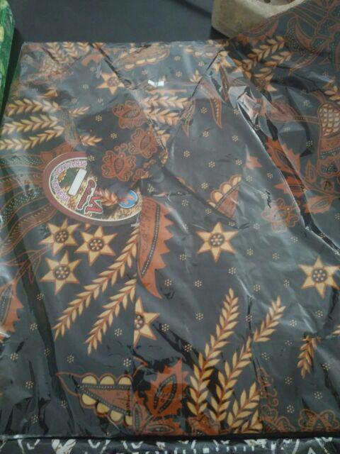 Hem Batik Kencana Hitam | Atasan Pria Batik Modern Batik Pria Motif New Sekar Warna Merah Pekalongan