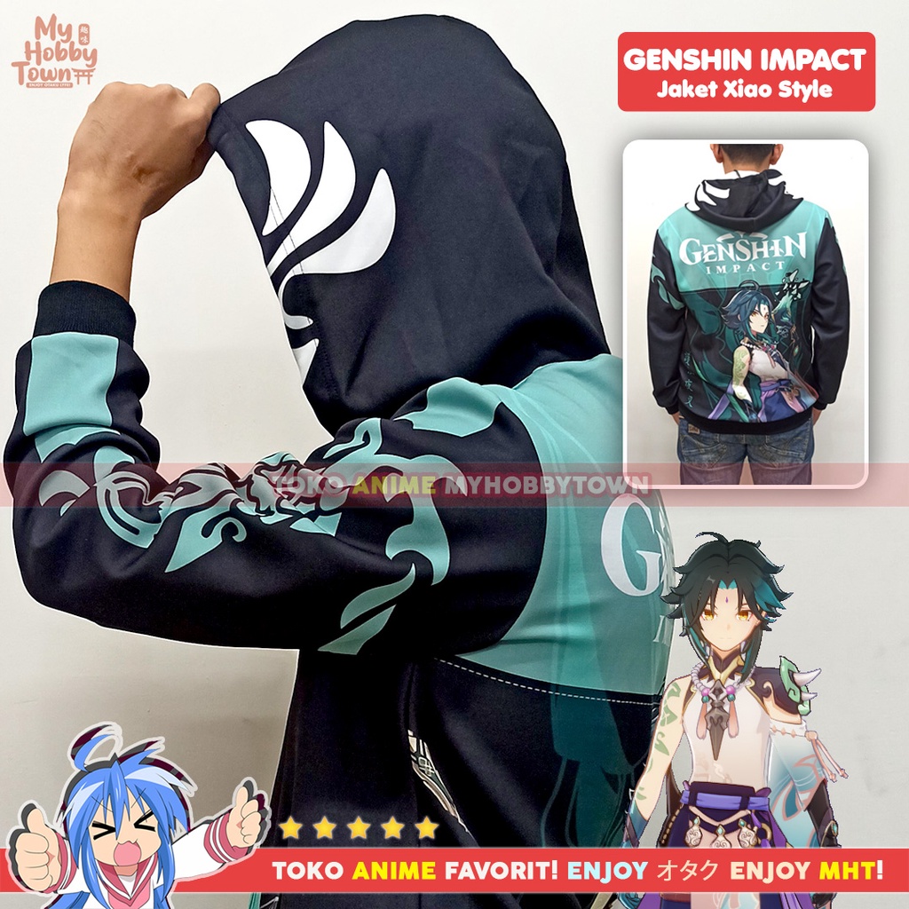 Jaket Hoodie Anime Game Full Print Genshin Impact Xiao Style