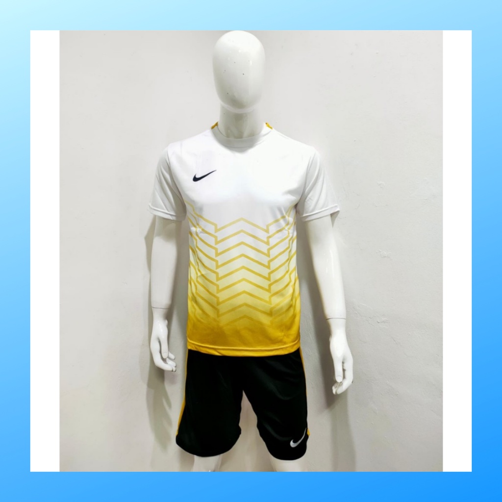 Kaos futsal pria jersey sepak bola baju dan celana setelan wanita dewasa t-shirt outfit seragam jarsey kostum olahraga pakaian apparel sport jersy soccer casual jersi suit NK153 putih