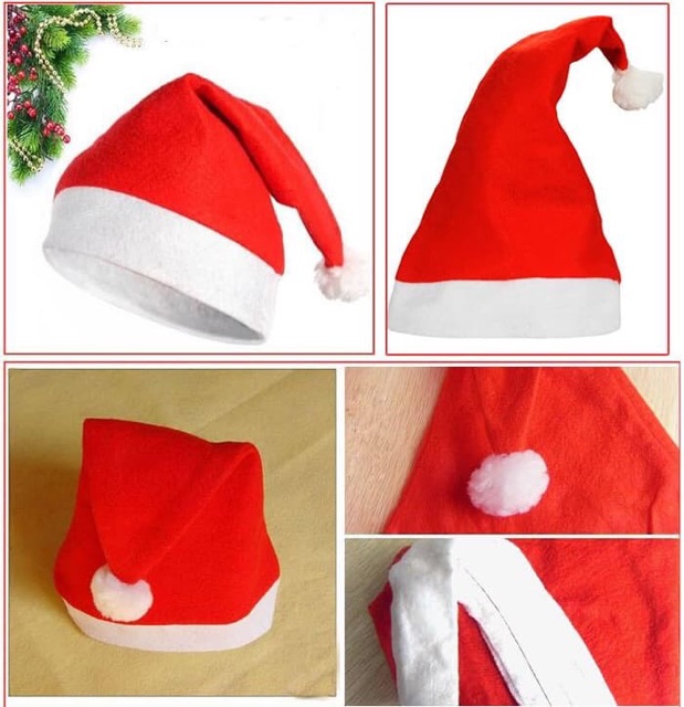 TOPI NATAL SANTA CLAUS POLOS ANAK DEWASA CHRISTMAS HAT AKSESORIS LUCU