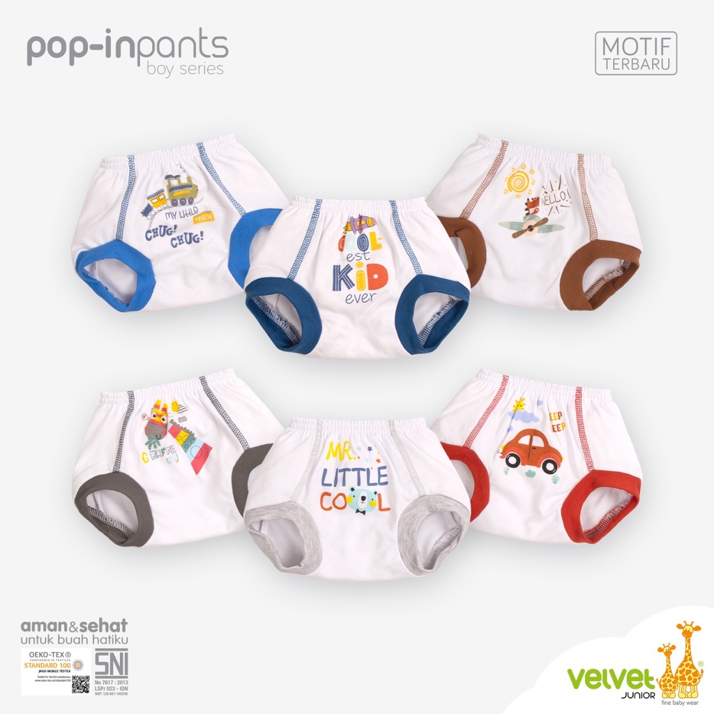 [0-12bln] VELVET 3pcs/6pcs Celana Pop Bayi Print Monoprint (0-12bln)