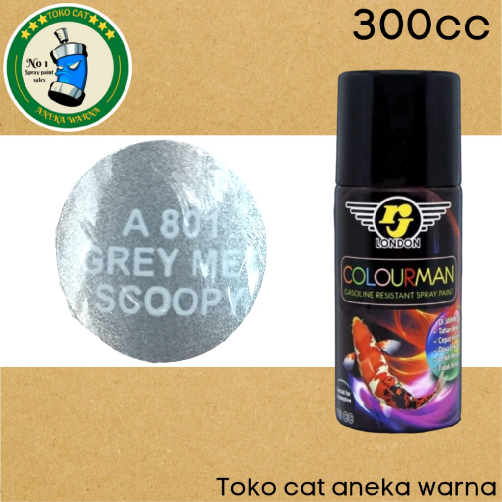 cat semprot 300ml colourman metallic metalik grey scoopy tahan bensin rj london spray paint pilok pilox