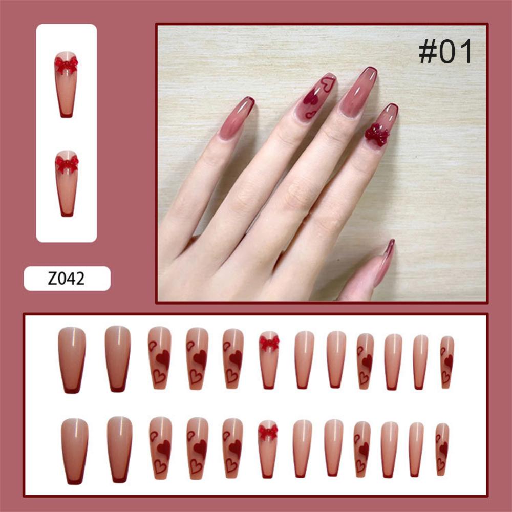 Timekey 24pcs / set Kuku Palsu Motif Kupu-Kupu Aksen Berlian Imitasi Untuk Aksesoris Nail Art A6K9