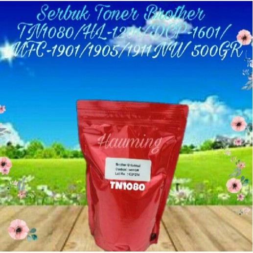 Serbuk Toner Refill TN 1080 TN1080 HL1201 HL1211w DCP1601 DCP1616 DCP1616nw MFC1901 MFC1905 MFC1911nw 1601 1616 1901 500GRAM