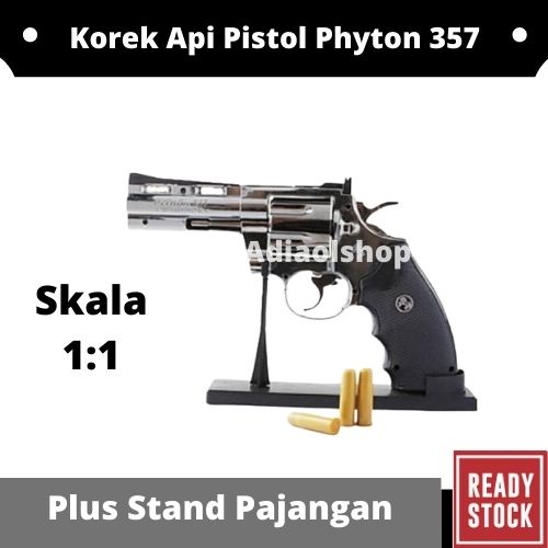 Korek Api Bara Model Pistol Phyton 357 Classic Plus Stand Pajangan