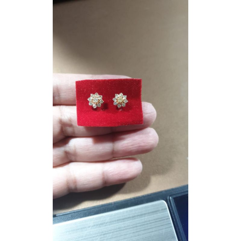 Anting ronyot berlian medan asli kkdds11