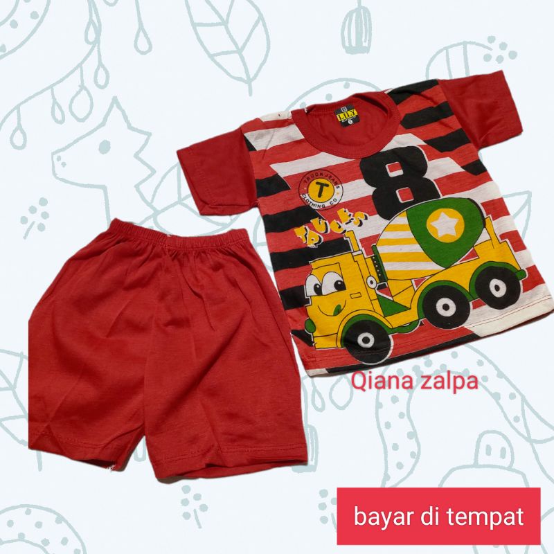 stelan anak2 baju kaus terbuat dari bahan katun