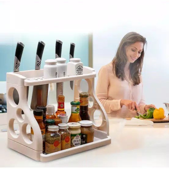 ( KJO ) Rak Bumbu Pisau 2 Susun Serbaguna