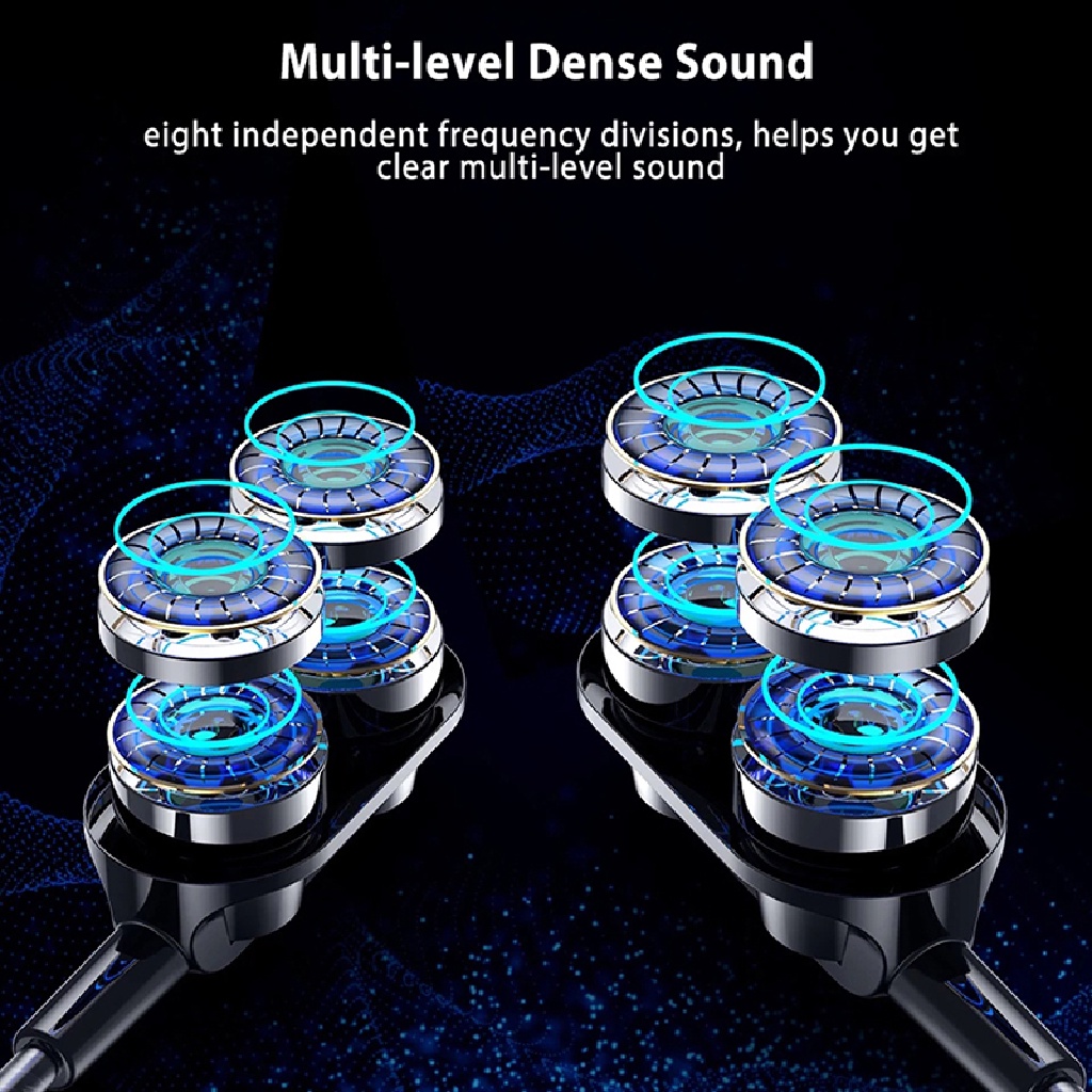 (Hot Sale) Headset Earbuds Gaming Bass Stereo 6D Dual Drive Kabel 3.5mm Dengan Mic