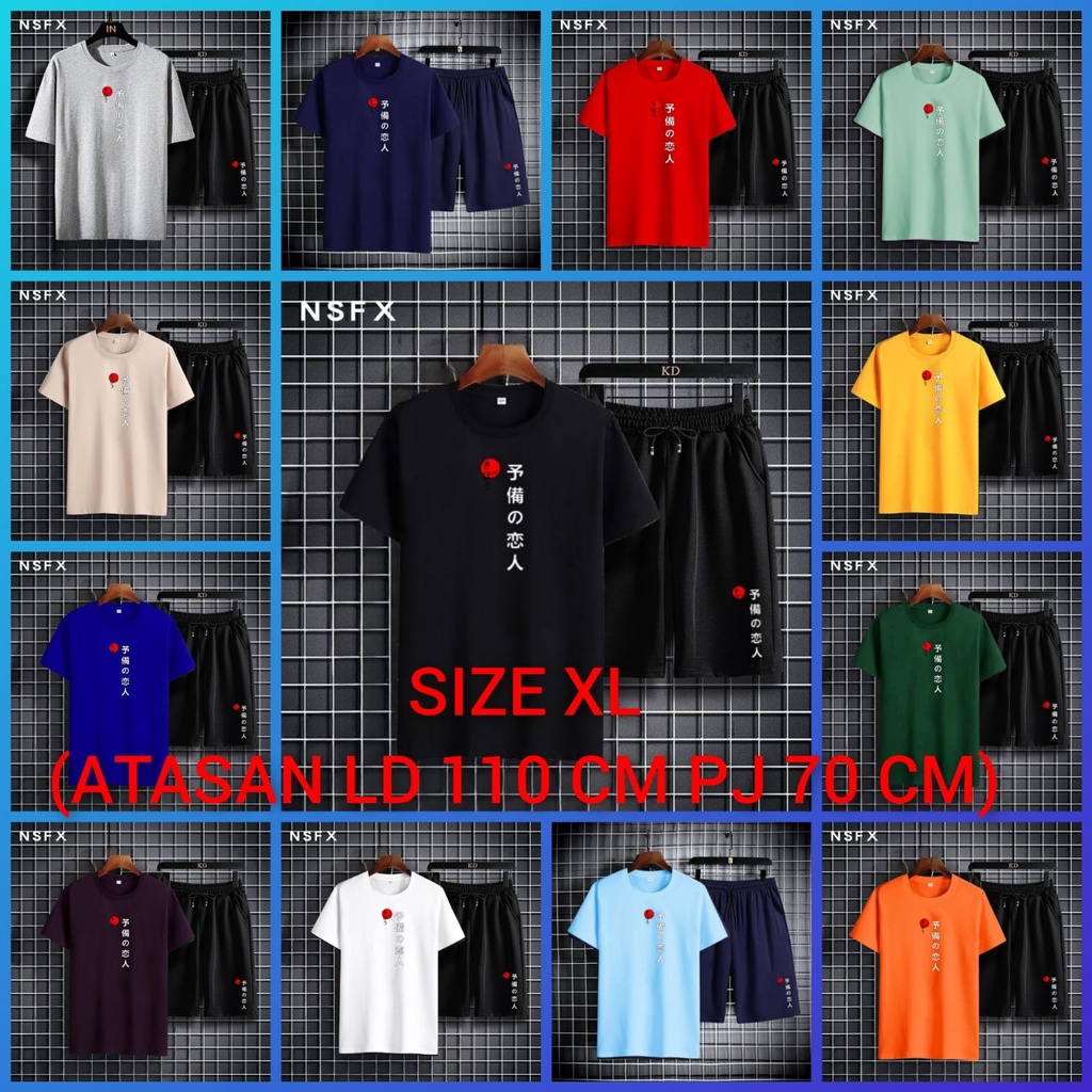 JOSJOLI_STORE/Stelan Ob+Celpen Tulisan Jepang/Satu Stel Atasan dan Bawahan Pria Dewasa/L XL XXL