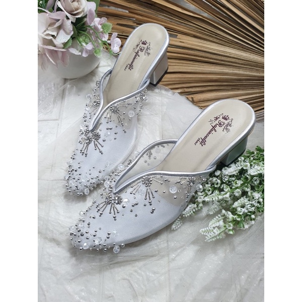 sepatu rullye silver cantik dan mewah 5cm tahu