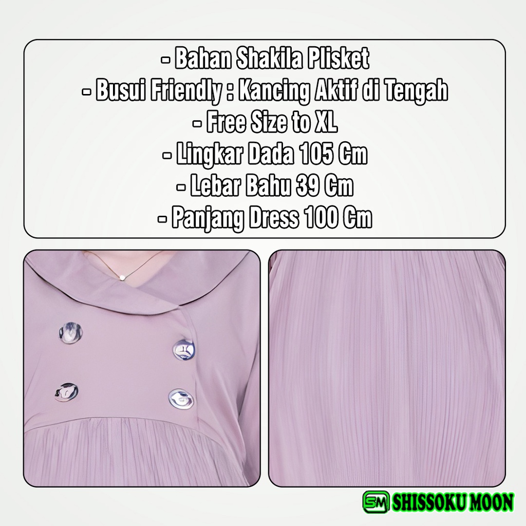 Baju Dress Hamil Model Plisket Bahan Shakilla