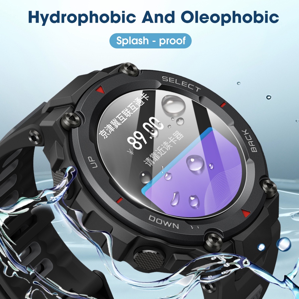 Pelindung Layar Tempered Glass HD Anti Gores Untuk Smartwatch Huami Amazfit T-REX