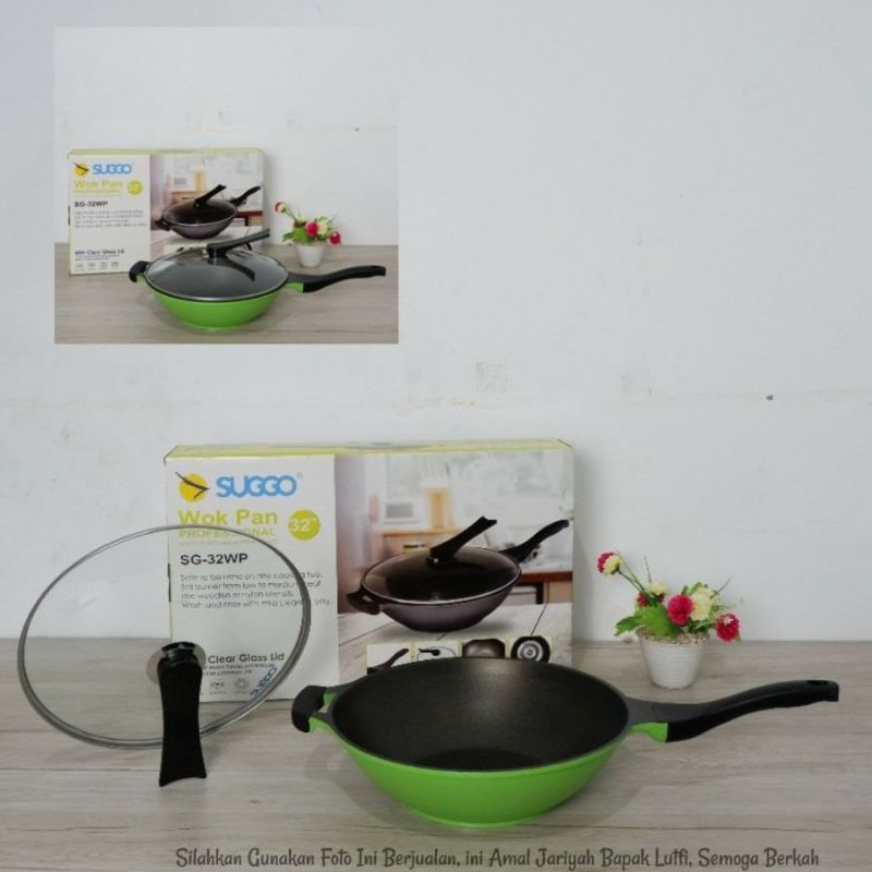 Wok Pan suggo profesional ukuran 30cm lapisan teflon anti lengket|wajan teflon anti lengket| wajan t