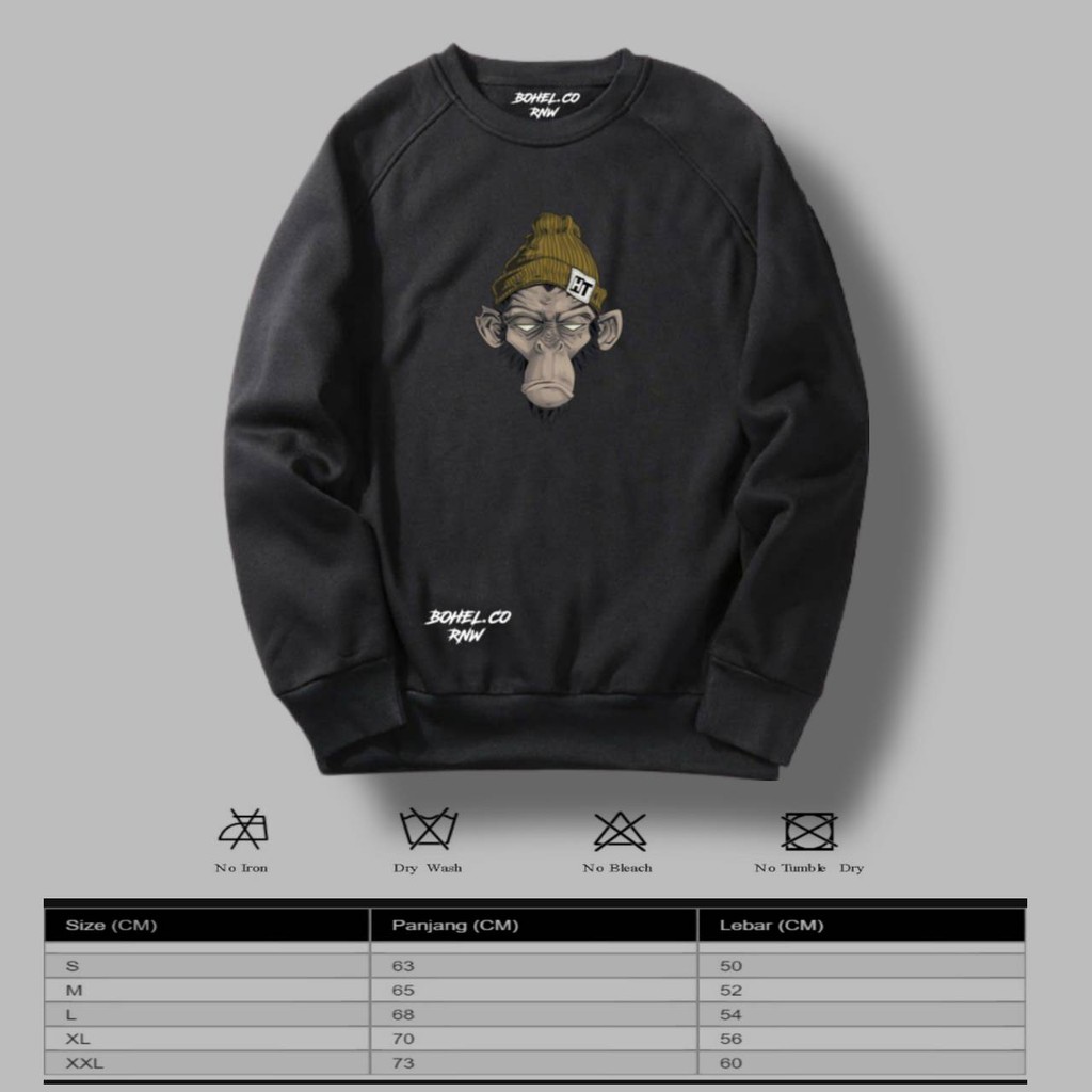 COD M-XXXL JAKET SWEATER HOODIE ORIGINAL CREWNECK MONKEY /Sweater oblong cewe cowo premium