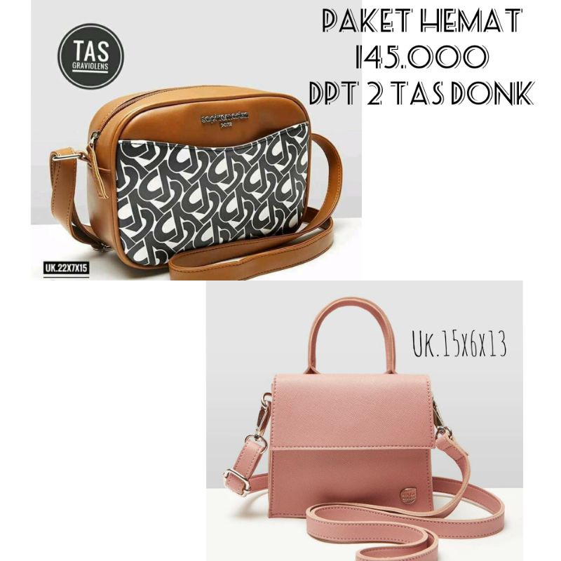 Paket Hemat Tas Graviolens Sophie Paris dan tas kynda pink Brunbrun Paris