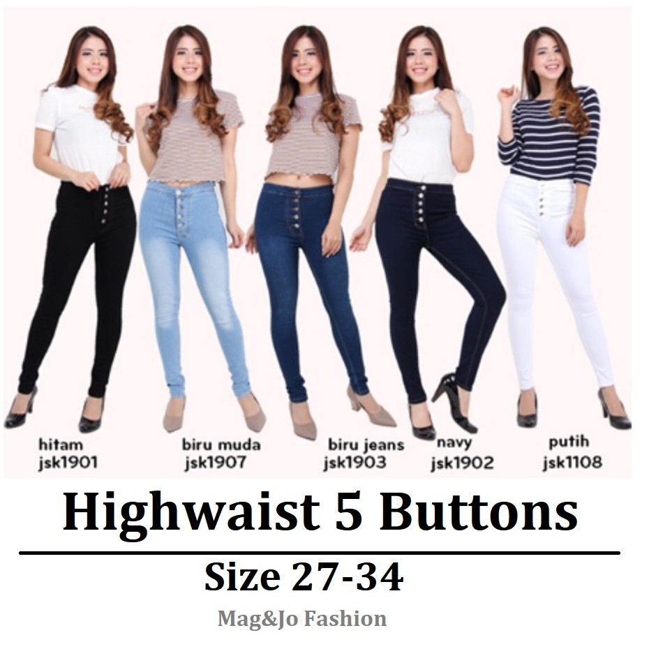 Celana High Waist kancing 5-high rise skinny-jeans streatch JSK 1901 1902 1903 1907 1108
