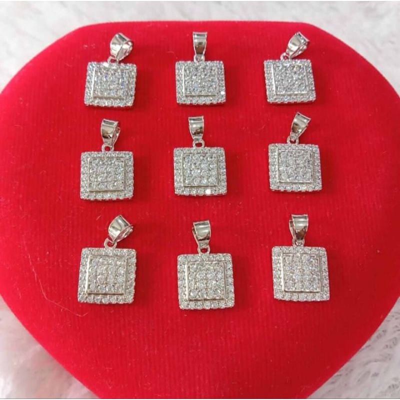 Liontin Cor Kotak Mata², Perak Asli, Sepuh Emas Putih