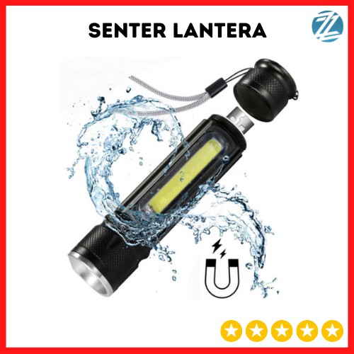 Senter LED Lantera USB  Rechargeable T6 + COB 2300 Lumens Murah Import