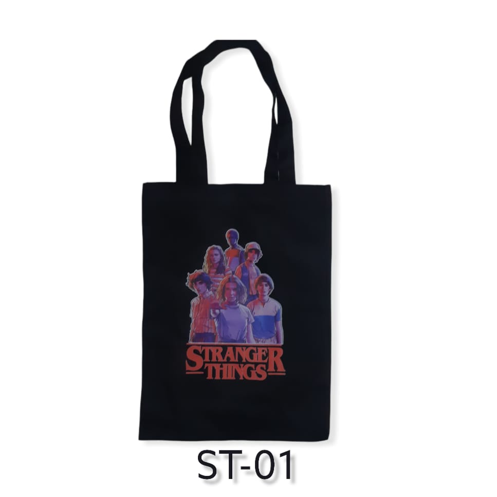 TOTE BAG HITAM - STRANGER THINGS