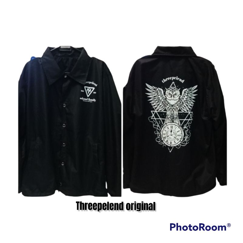 jaket coach threepelend/motif burung/ original black squad familly/PRIA WANITA