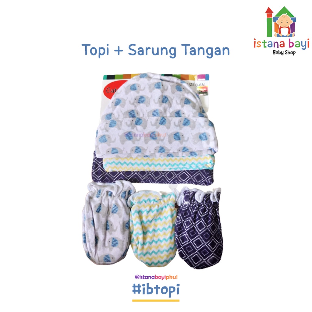 Catell Love Topi + Sarung Tangan Bayi  Isi 3 - Topi Set Bayi