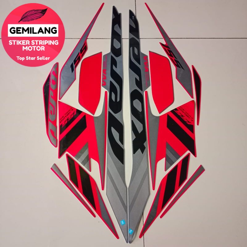 Original Asli Striping Decal Polet Sticker Yamaha Aerox 155 2021 2022 merah body standar motor berku