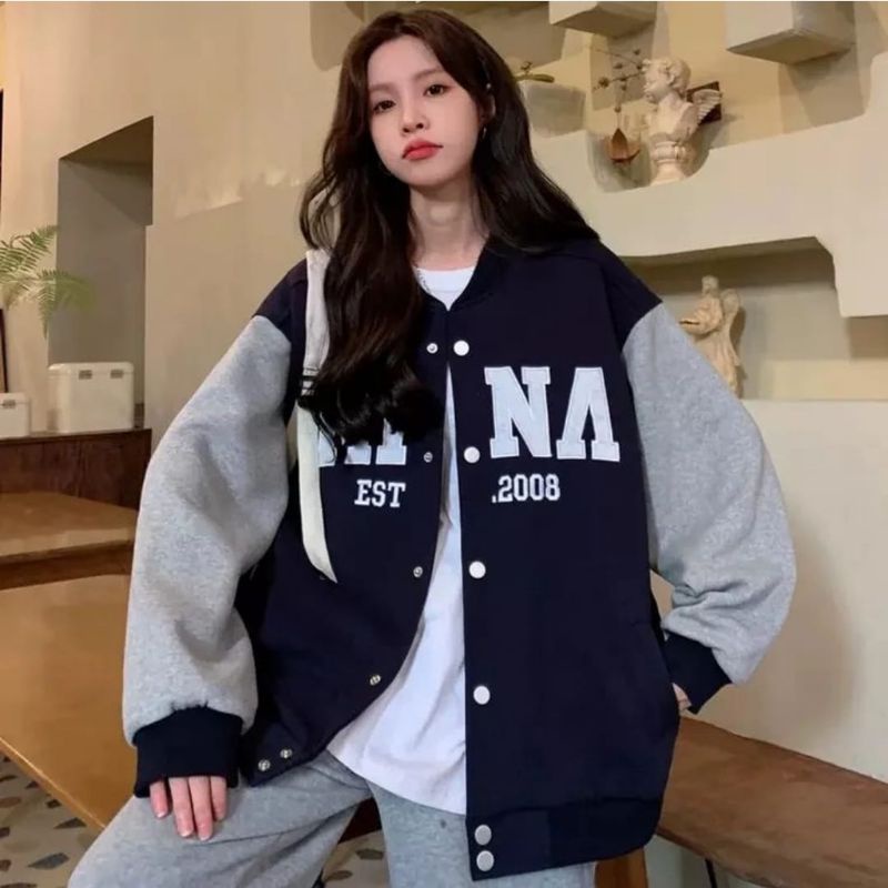 MIMA BASEBALL JAKET VARSITY OVERSIZE - SF - BAJU WANITA CASUAL KERJA- BAJU WANITA VIRAL - BAJU WANIT