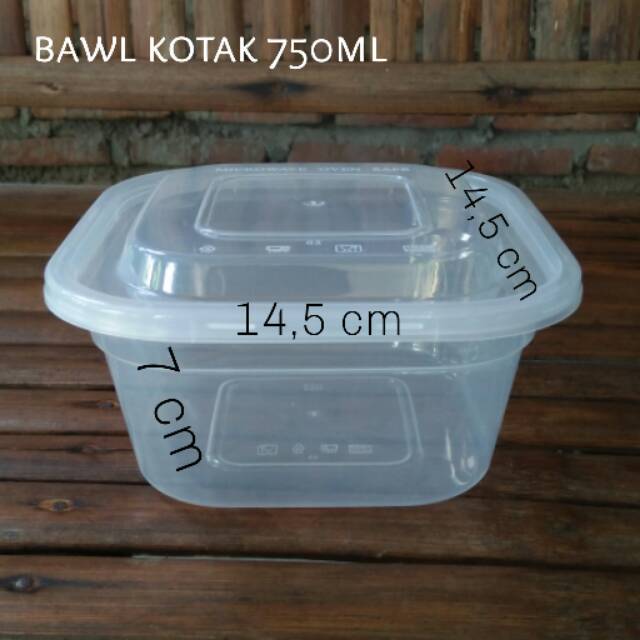 Eceran Square Thinwall 750 ml/plastik/Tebal/Kuat/microwave/freezer/salad/brownies lumer