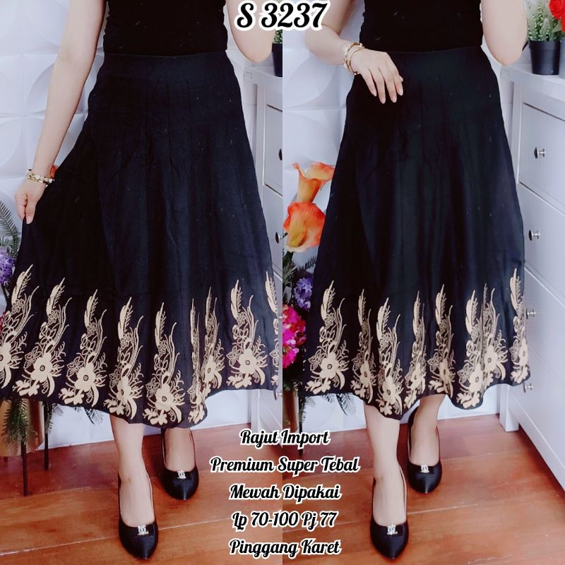 3237 #Rok Rajut premium  7per8 motif  Bunga