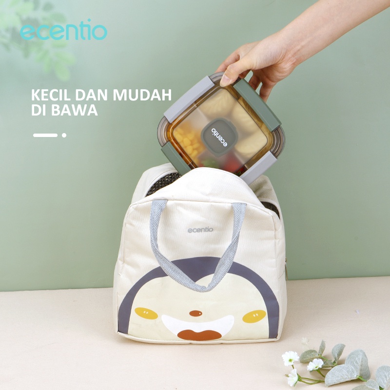 ecentio 1.1L lunch box/kotak makan double layer free kotak/tempat bekal makan sambal/sauce cup