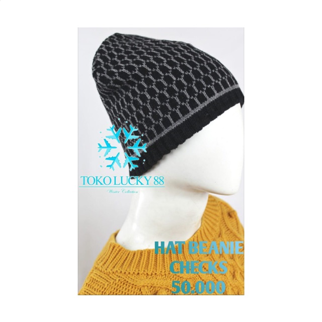 Topi Kupluk Musim Dingin Checks Hat beanie Wool