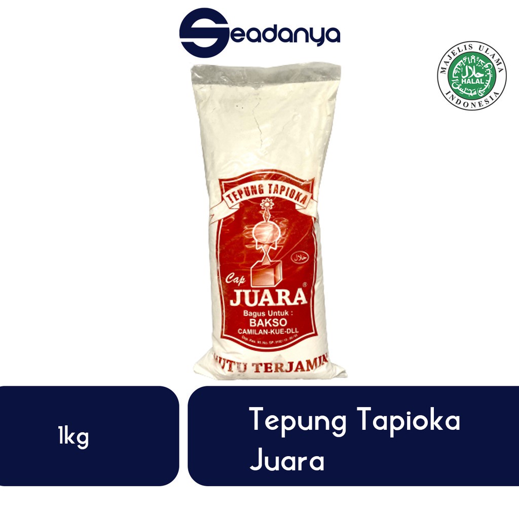 

Tepung Tapioka Cap Juara 1kg - Tepung Bakso, Siomay, Kue Basah - Halal MUI