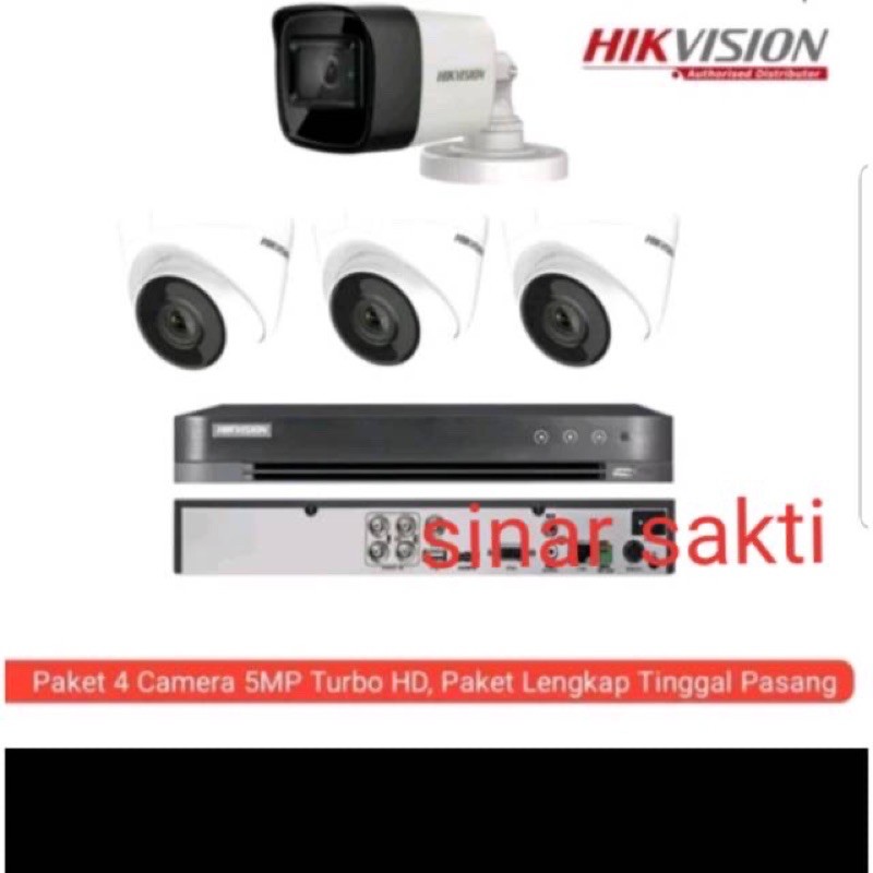 PAKET CCTV HIKVISION 8CH 4 CAMERA REAL 5MP 2560P INCLUDE AUDIO