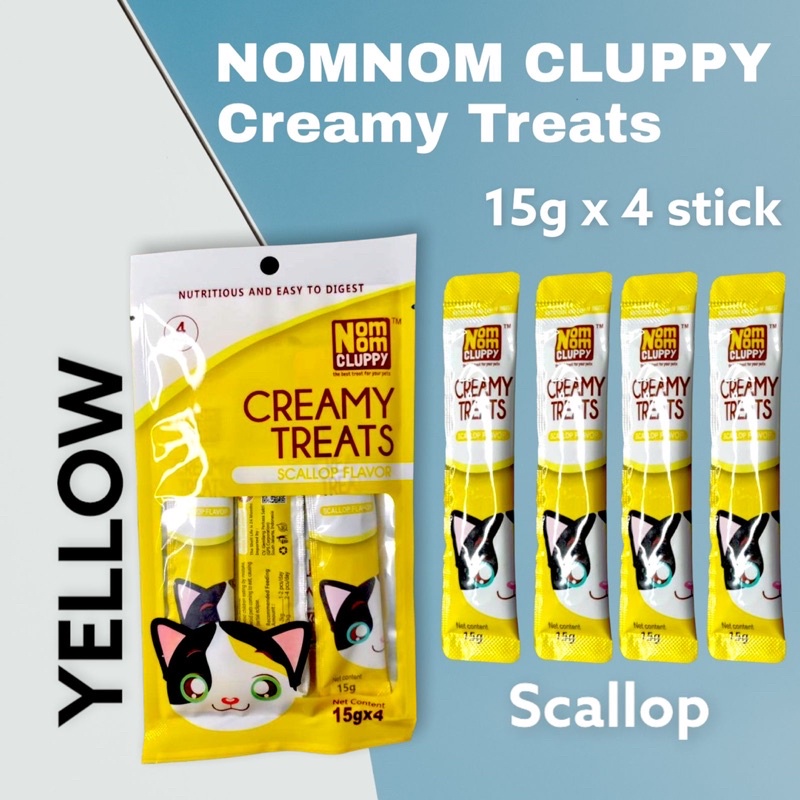 Snack Kucing Nom Nom Cluppy Creamy treats Snack kucing 1 pack (4x15gr)