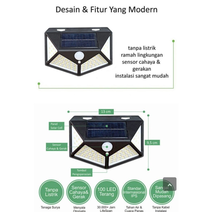 LAMPU SOLAR CELL 100 LED LAMPU TAMAN OUTDOOR 100 LED/ LAMPU SENSOR TENAGA SURYA/LAMPU TAMAN 100LED/LAMPU SOLAR CELL/LAMPU MOTION SENSOR