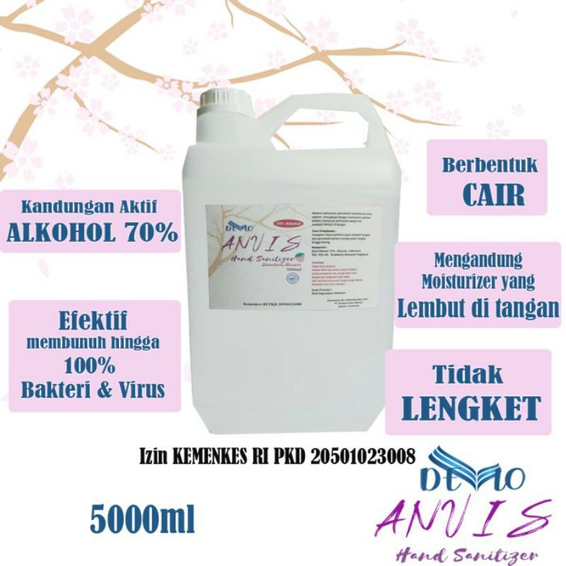 DEVLO ANVIS HAND SANITIZER Cair alkohol 70% aseptic 5 liter