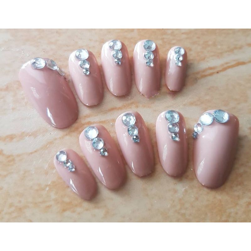 nail art nude pink kuku palsu wedding
