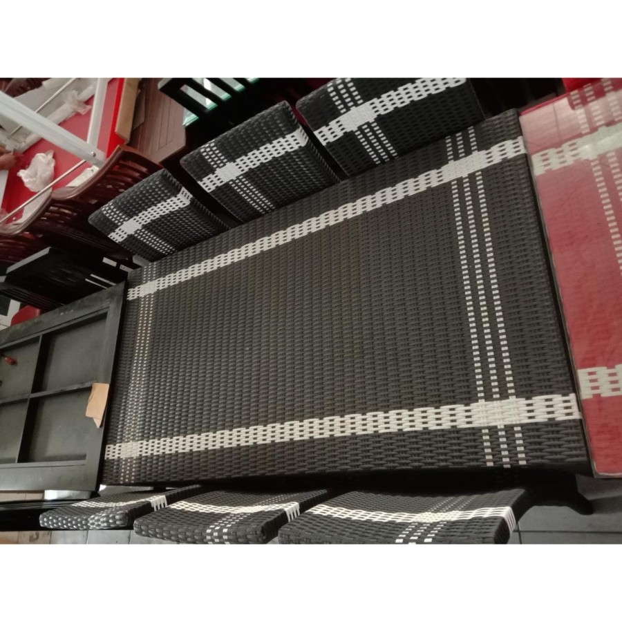 Meja Makan Rotan Sintetis Kursi 6