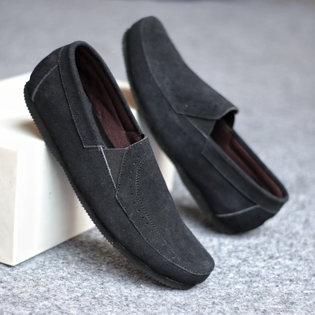 ENOZSTORE X MORLEN - SEPATU SLOP KULIT SUEDE PRIA KASUAL ORIGINAL HANDMADE KEREN TRENDY SLOP COWOK LAKI FORMAL JALAN SANTAI KEKINIAN ORI