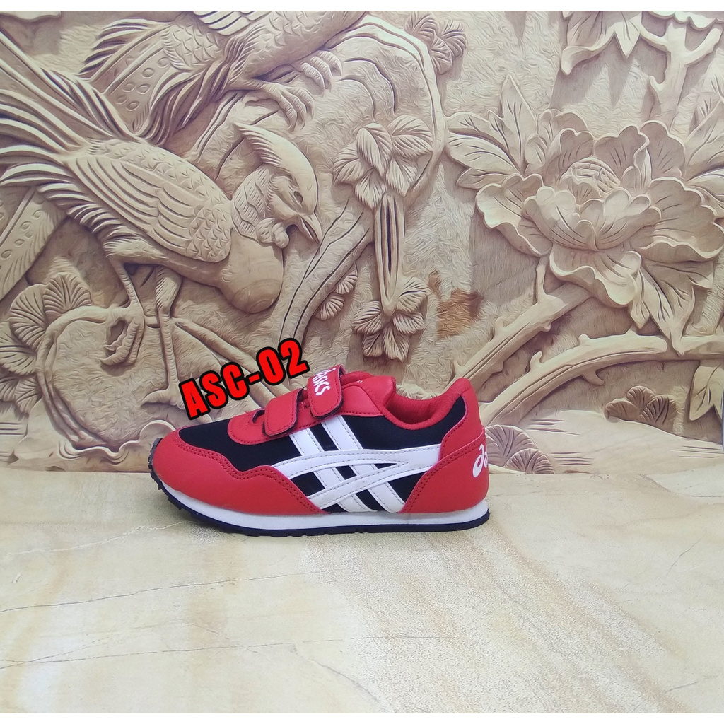 Sepatu Anak Murah Merah Hitam ASC-02 - Sepatu Anak Cewek Sepatu Anak Cowok Sepatu anak TK SD Balita