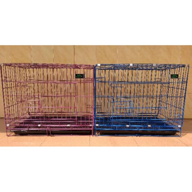 Kandang kucing anjing kelinci lipat besi tebal size L 60x42X55  (Kode:02NR)