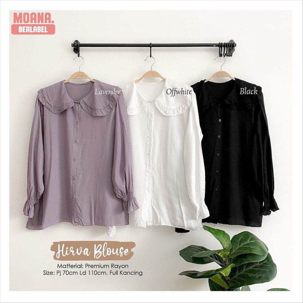 HIRVA BLOUSE - blouse wanita / blouse kekinian / blouse cantik / simple blouse / blouse polos