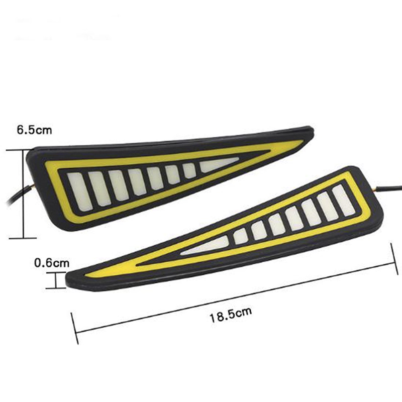 {LUCKID}Car LED Bumper Strip COB Daytime Running Light Yellow Turn Signal DayLight DRL