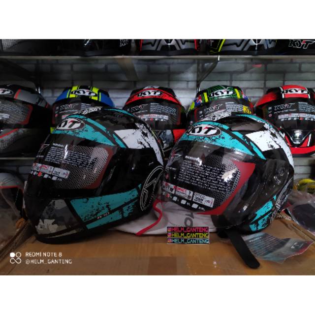helm couple kyt r10 kyt galaxy slide seri 3 black aqua blue couple