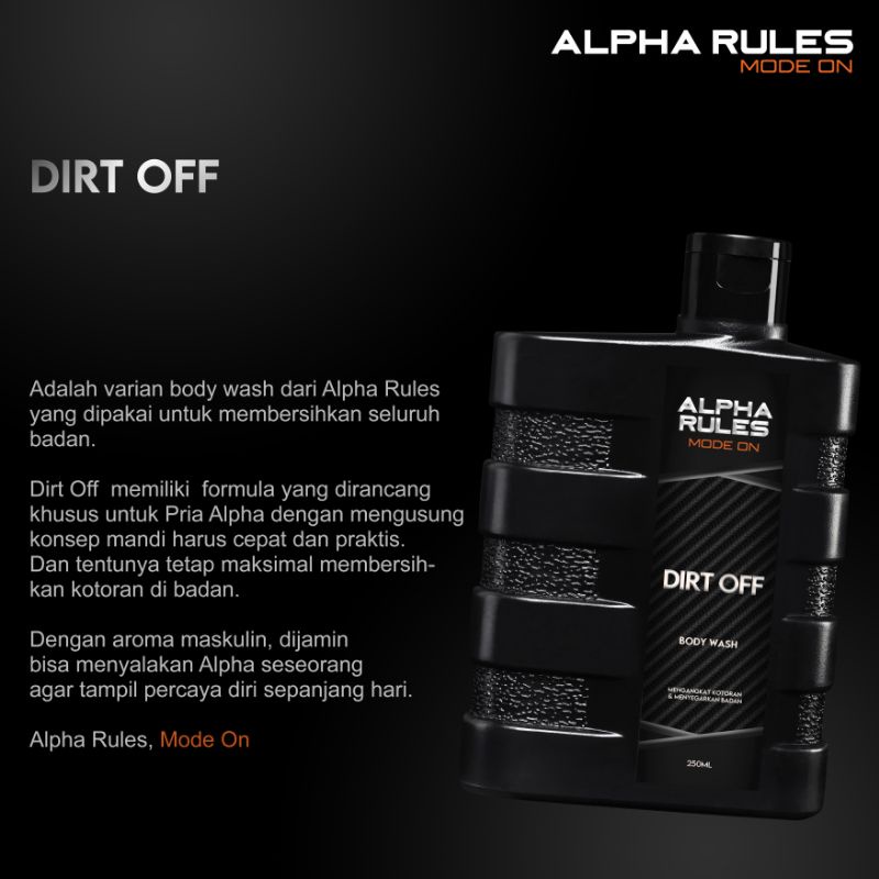 ALPHA RULES DIRT OFF BODY WASH SABUN MANDI PRIA ORIGINAL 250ml