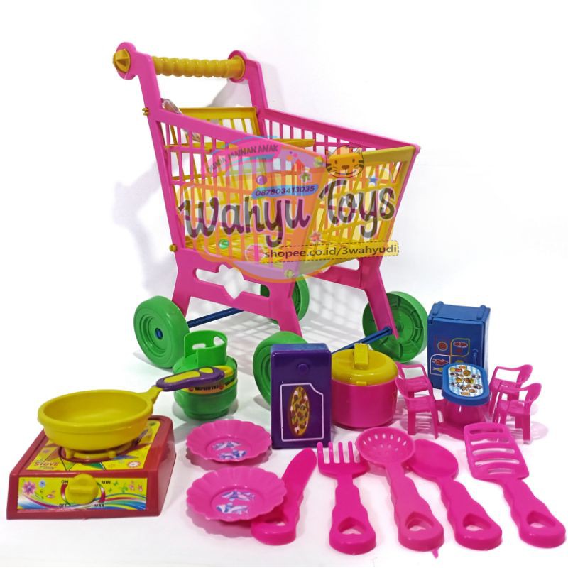 Mainan Anak Perempuan Troli Isi Alat masak Masakan Mainan Trolley Jumbo WJS001-1